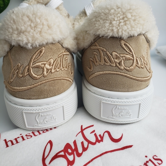 Christian Louboutin Suede Shearling Sneaker Vieirissima Leather NEW 38 / 8 - Picture 8 of 17